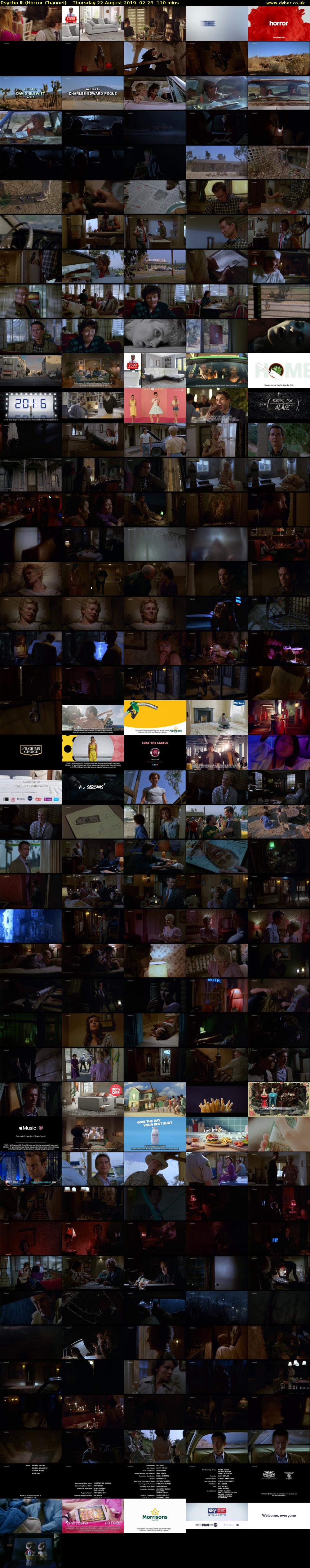 Psycho III (Horror Channel) Thursday 22 August 2019 02:25 - 04:15