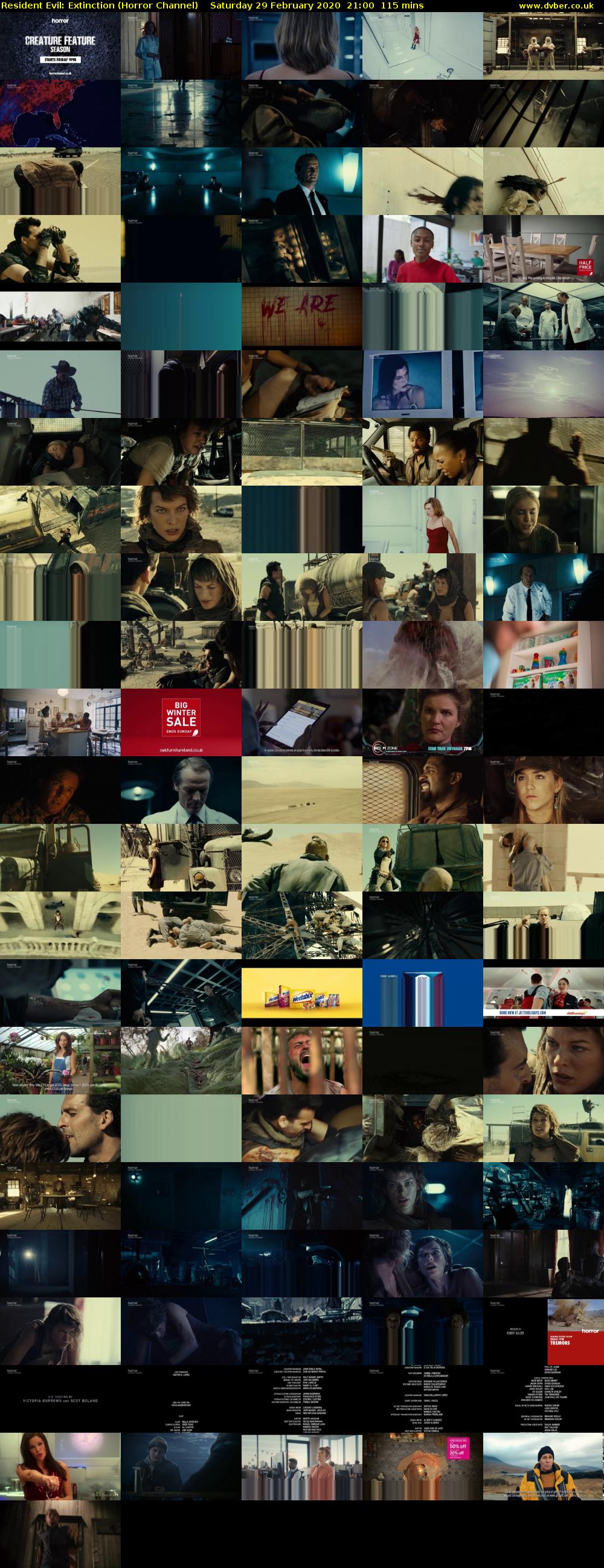 Resident Evil: Extinction (Horror Channel) Saturday 29 February 2020 21:00 - 22:55