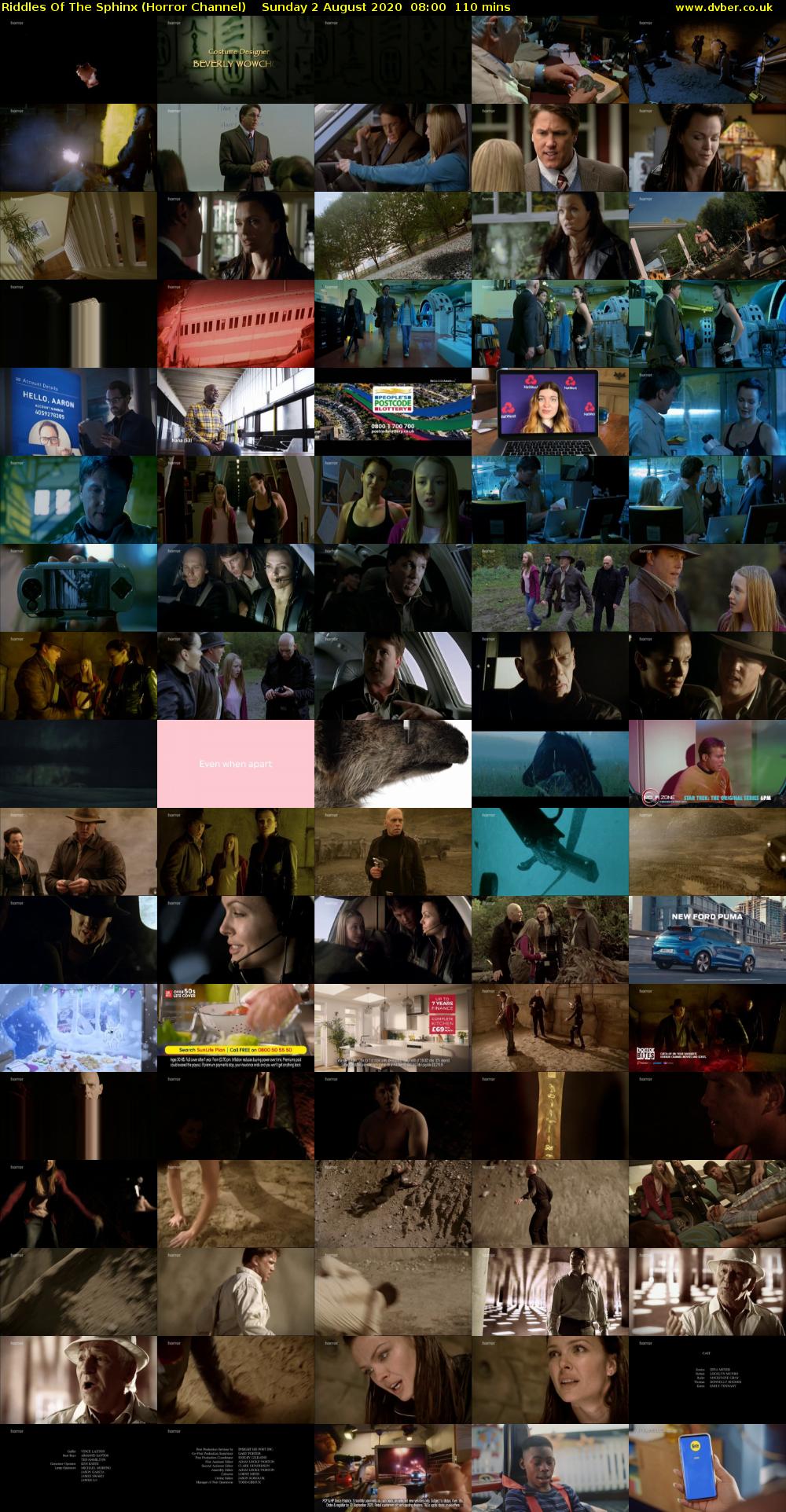 Riddles Of The Sphinx (Horror Channel) Sunday 2 August 2020 08:00 - 09:50