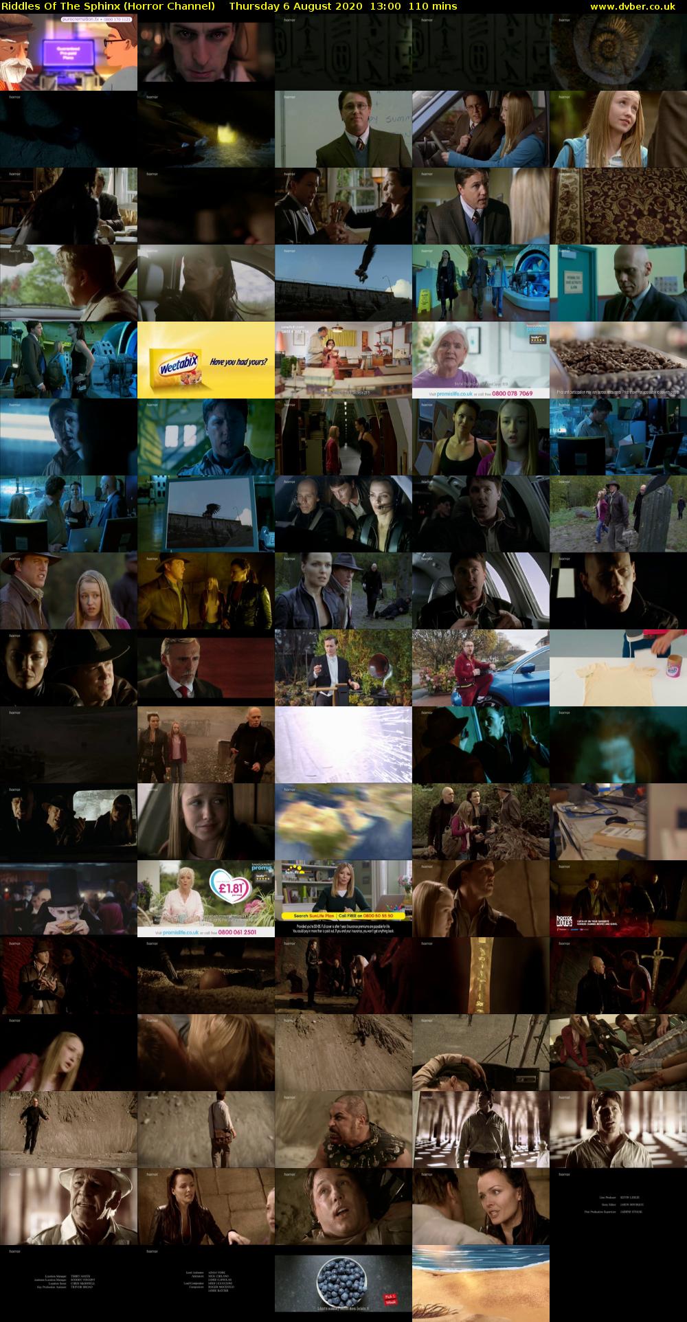 Riddles Of The Sphinx (Horror Channel) Thursday 6 August 2020 13:00 - 14:50