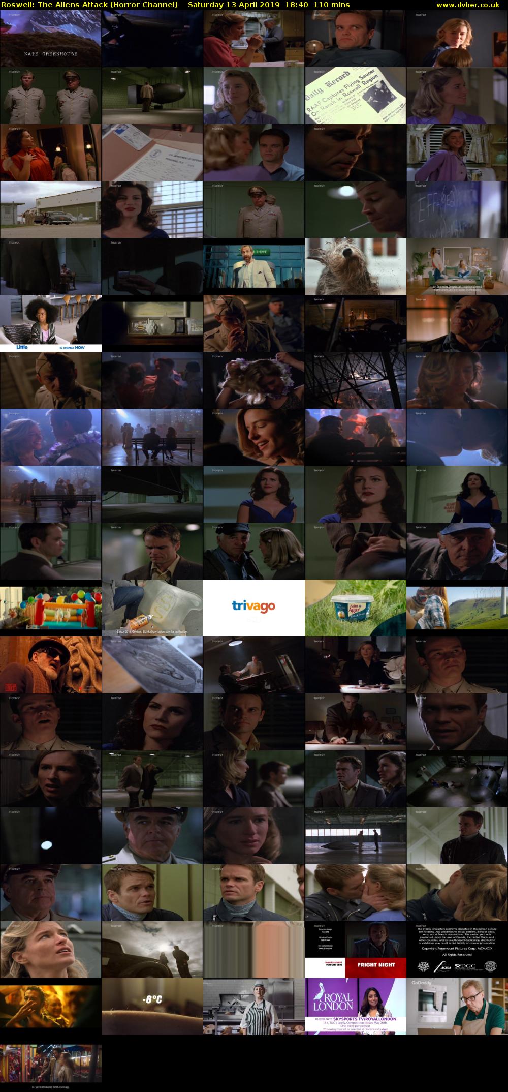 Roswell: The Aliens Attack (Horror Channel) Saturday 13 April 2019 18:40 - 20:30