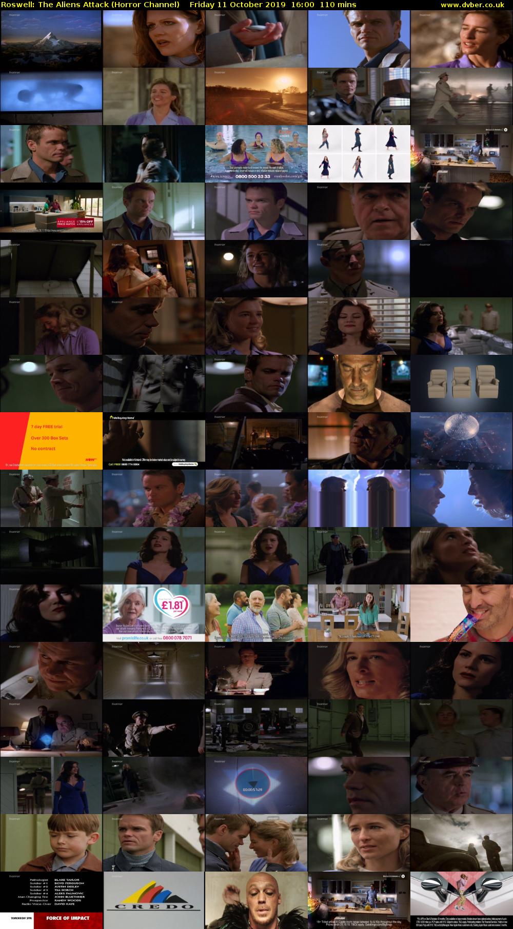 Roswell: The Aliens Attack (Horror Channel) Friday 11 October 2019 16:00 - 17:50