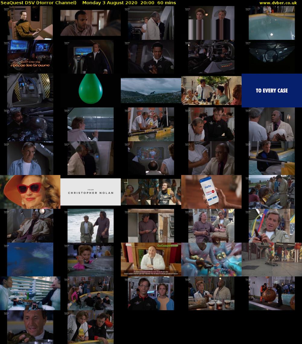 SeaQuest DSV (Horror Channel) Monday 3 August 2020 20:00 - 21:00