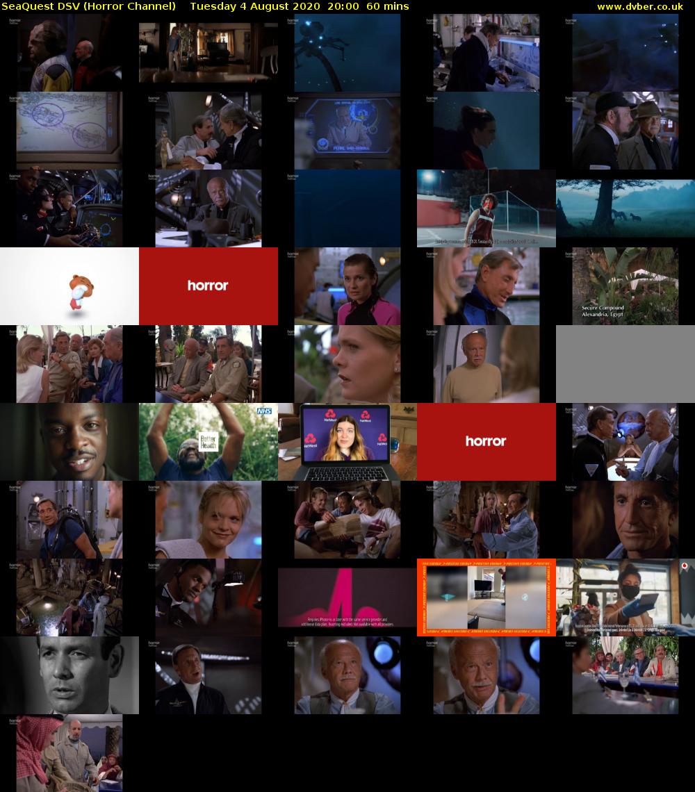 SeaQuest DSV (Horror Channel) Tuesday 4 August 2020 20:00 - 21:00