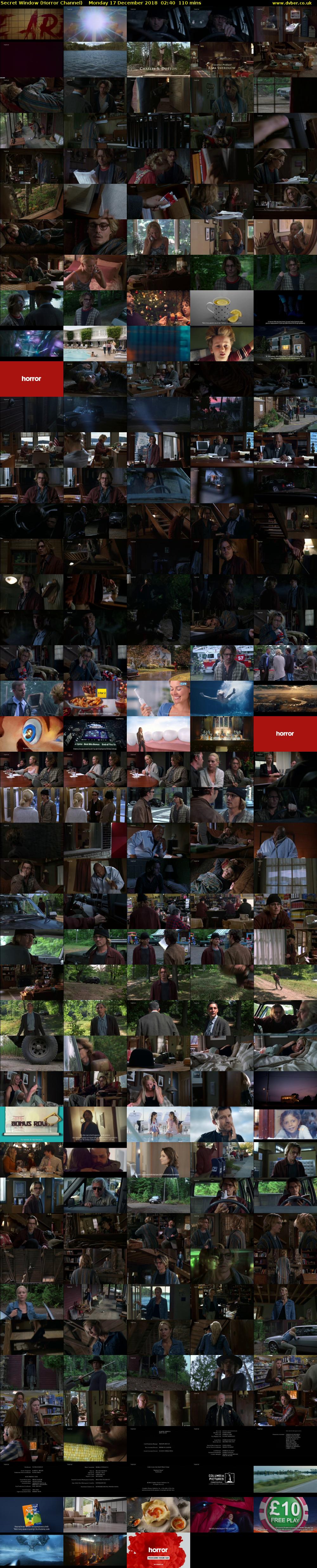 Secret Window (Horror Channel) Monday 17 December 2018 02:40 - 04:30