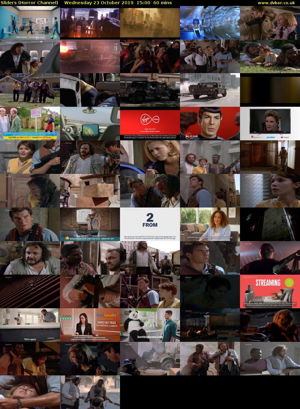 Sliders (Horror Channel) Wednesday 23 October 2019 15:00 - 16:00