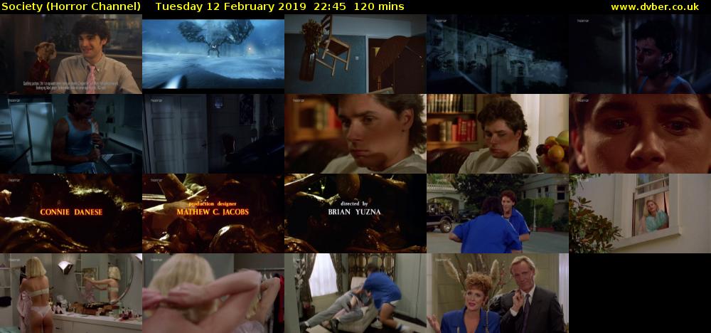 Society (Horror Channel) Tuesday 12 February 2019 22:45 - 00:45
