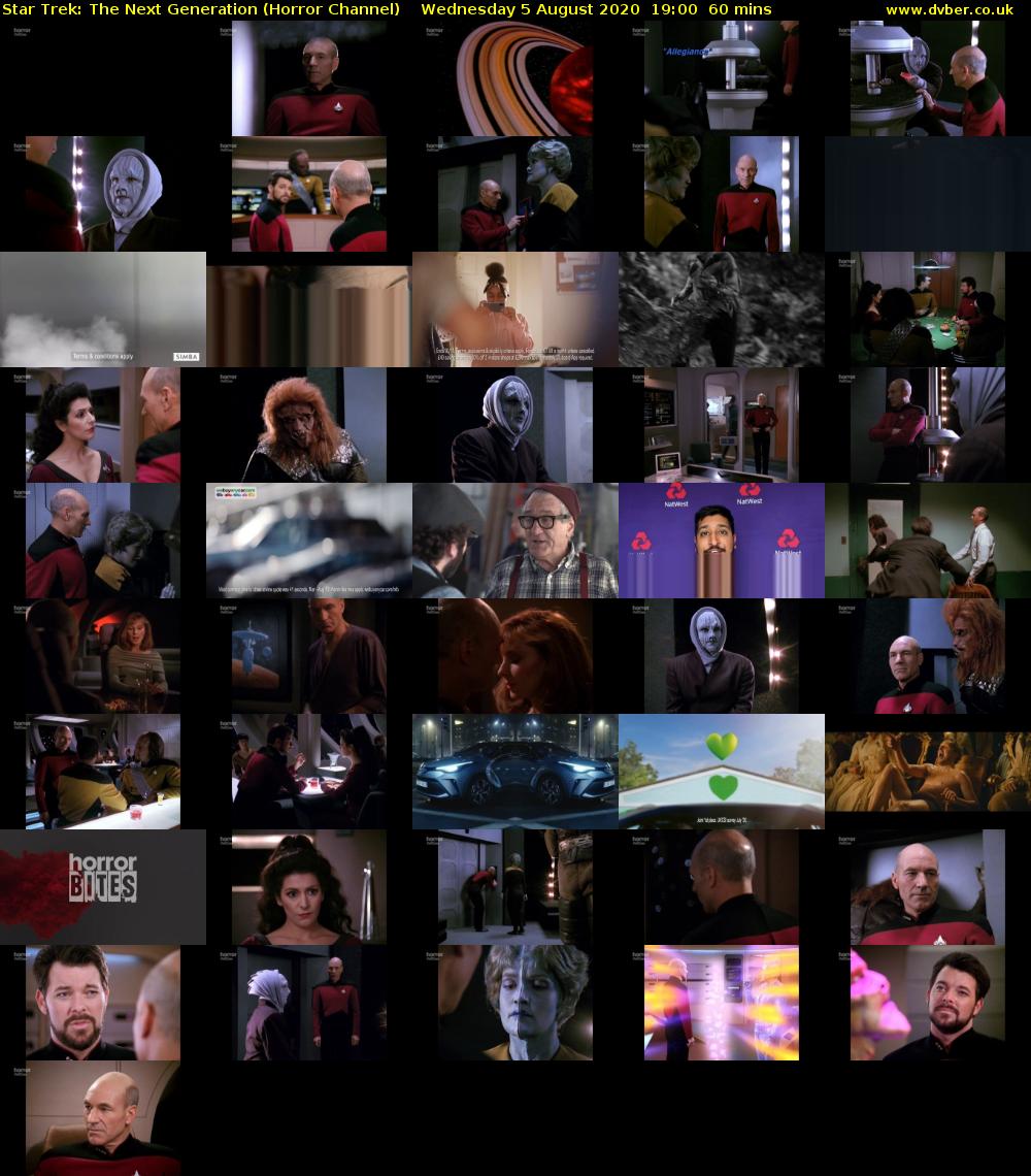 Star Trek: The Next Generation (Horror Channel) Wednesday 5 August 2020 19:00 - 20:00