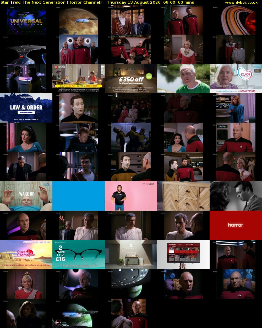 Star Trek: The Next Generation (Horror Channel) Thursday 13 August 2020 09:00 - 10:00