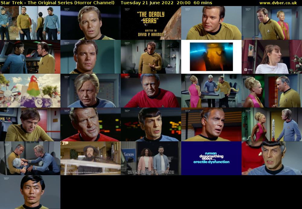 Star Trek - The Original Series (Horror Channel) Tuesday 21 June 2022 20:00 - 21:00
