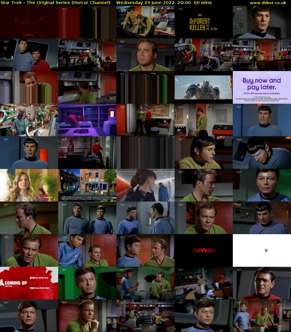 Star Trek - The Original Series (Horror Channel) Wednesday 29 June 2022 20:00 - 21:00