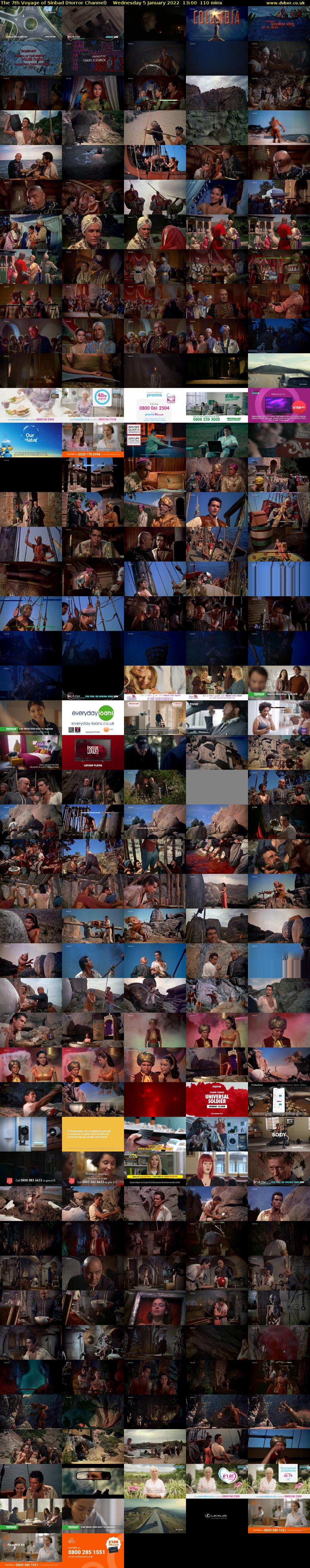 The 7th Voyage of Sinbad (Horror Channel) Wednesday 5 January 2022 13:00 - 14:50