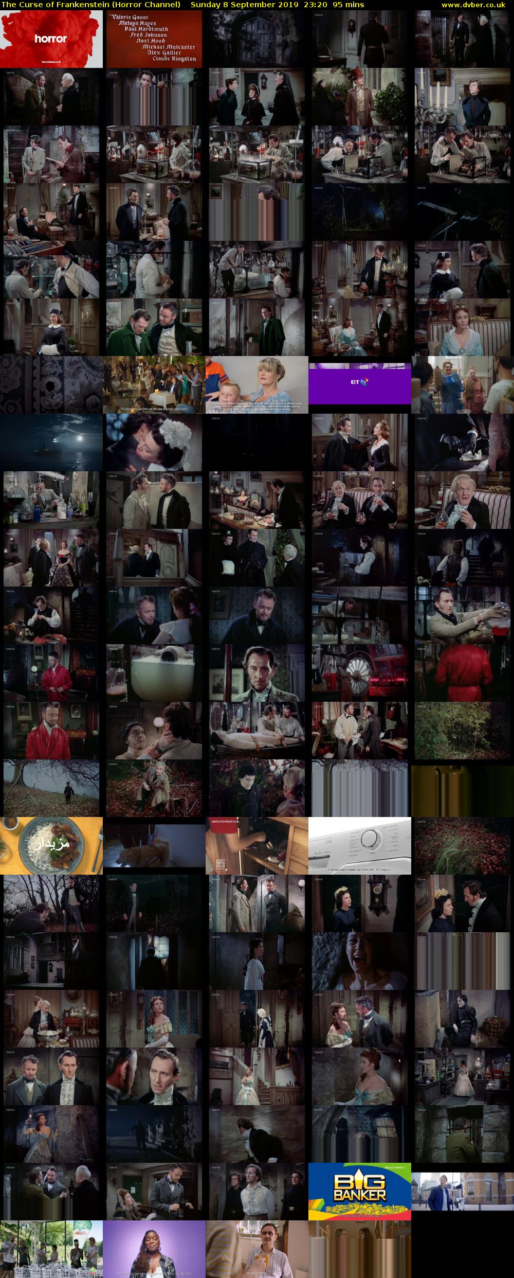 The Curse of Frankenstein (Horror Channel) Sunday 8 September 2019 23:20 - 00:55