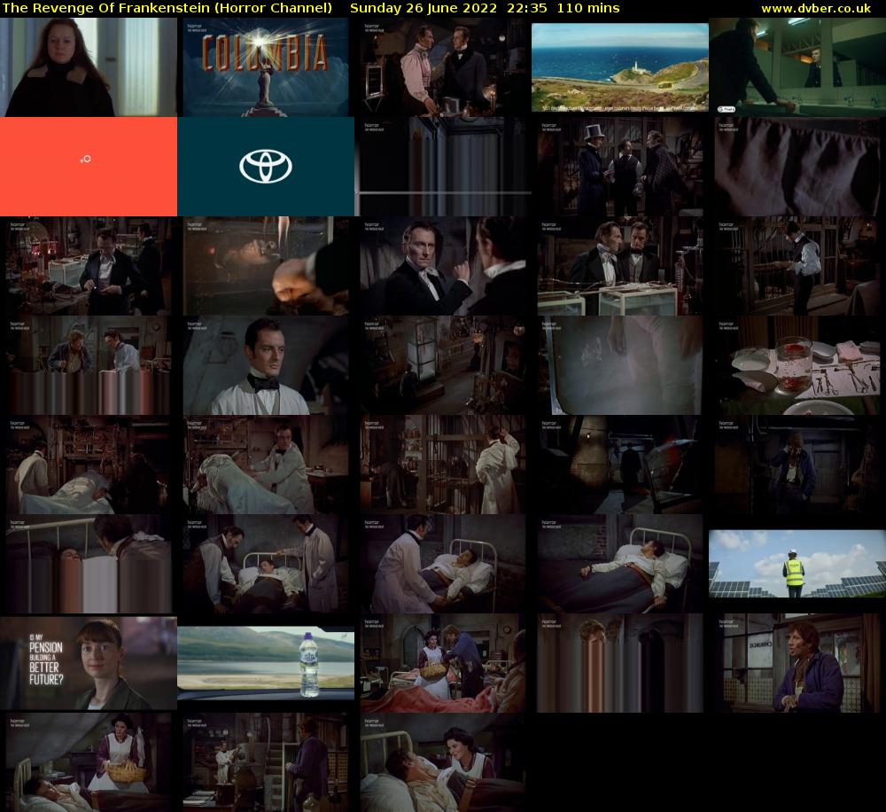 The Revenge Of Frankenstein (Horror Channel) Sunday 26 June 2022 22:35 - 00:25