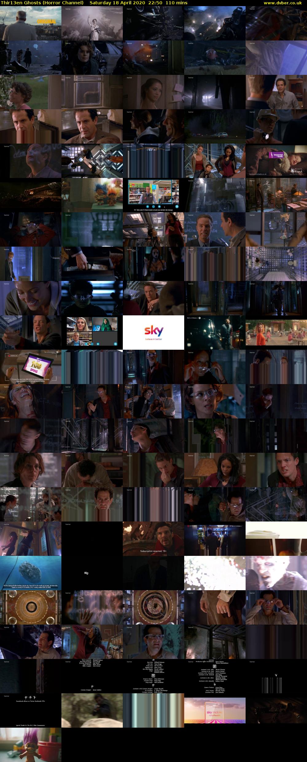 Thir13en Ghosts (Horror Channel) Saturday 18 April 2020 22:50 - 00:40