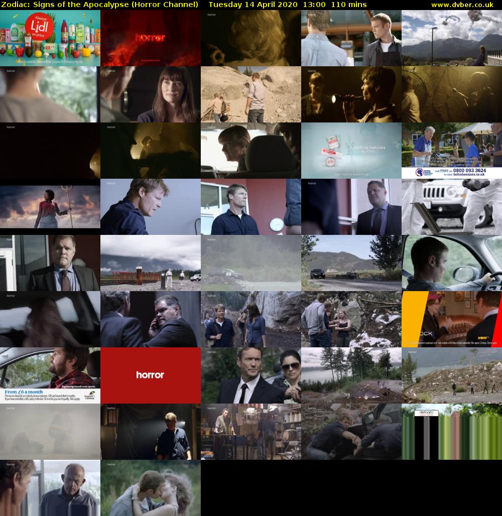 Zodiac: Signs of the Apocalypse (Horror Channel) Tuesday 14 April 2020 13:00 - 14:50