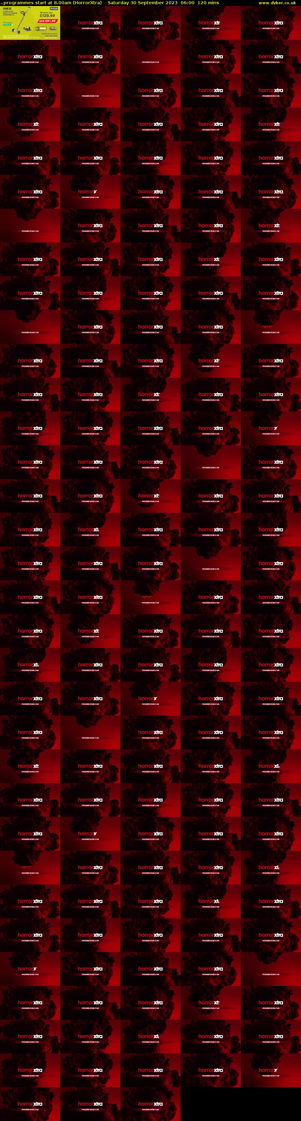 ..programmes start at 8.00am (HorrorXtra) Saturday 30 September 2023 06:00 - 08:00