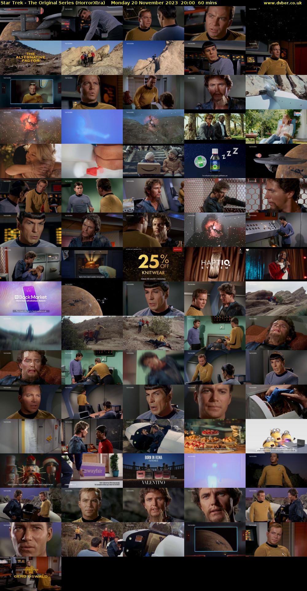 Star Trek - The Original Series (HorrorXtra) Monday 20 November 2023 20:00 - 21:00