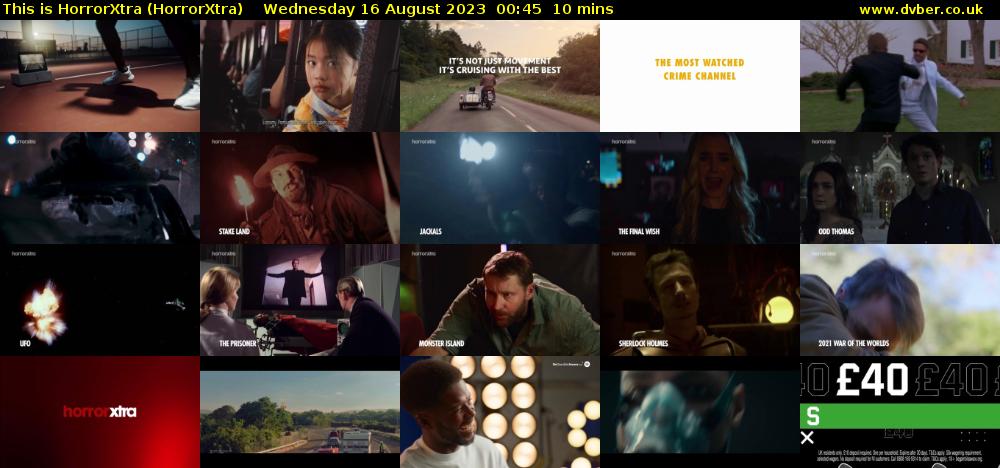 This is HorrorXtra (HorrorXtra) Wednesday 16 August 2023 00:45 - 00:55