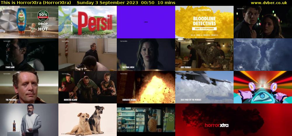 This is HorrorXtra (HorrorXtra) Sunday 3 September 2023 00:50 - 01:00