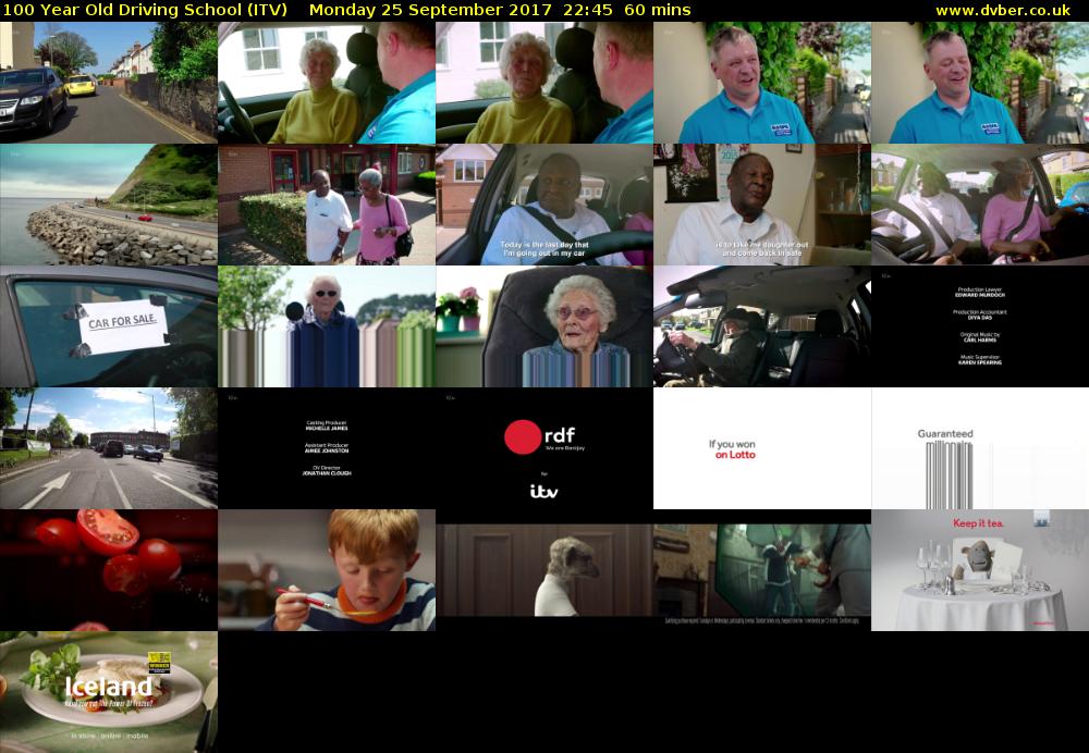100 Year Old Driving School (ITV) Monday 25 September 2017 22:45 - 23:45