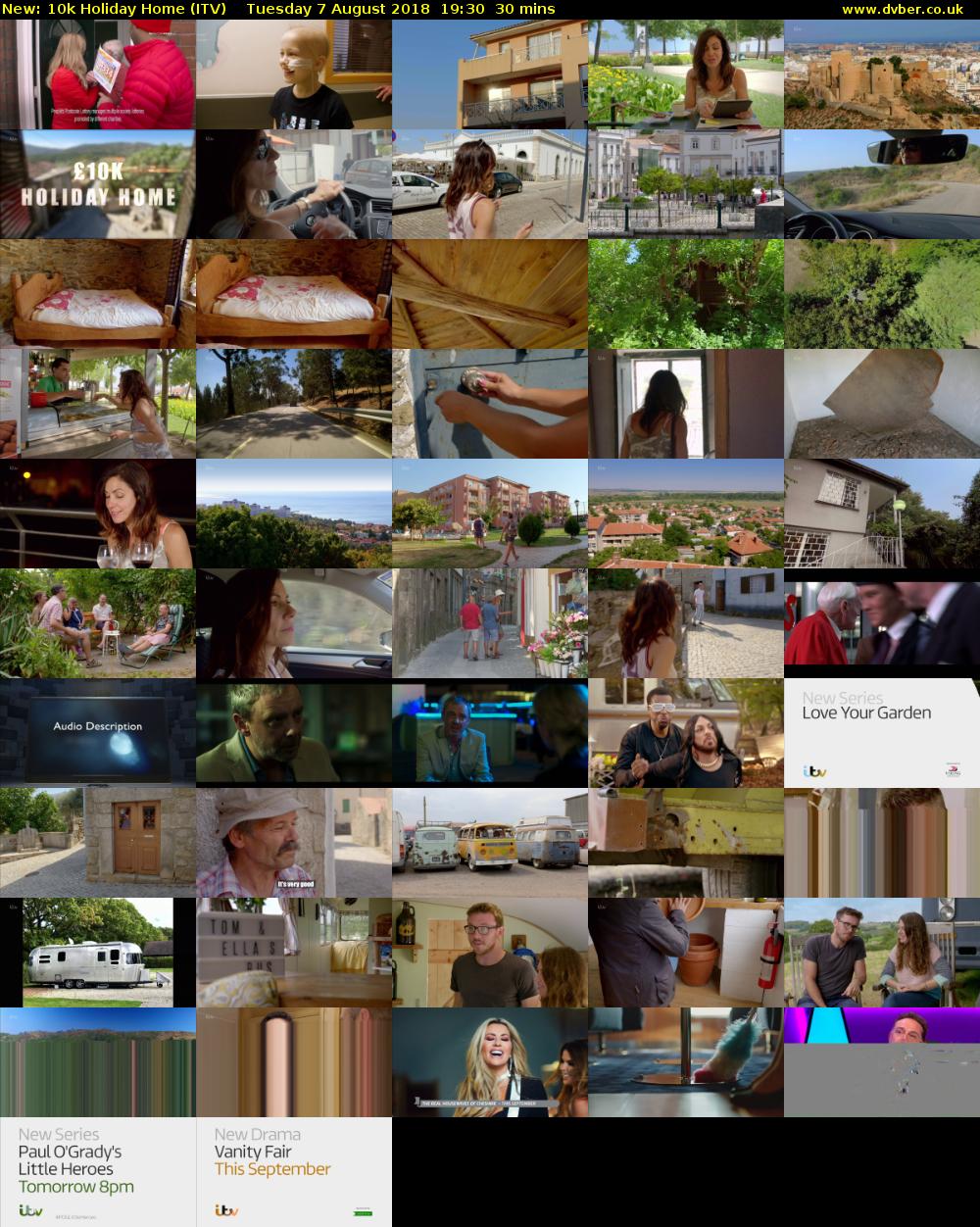10k Holiday Home (ITV) Tuesday 7 August 2018 19:30 - 20:00