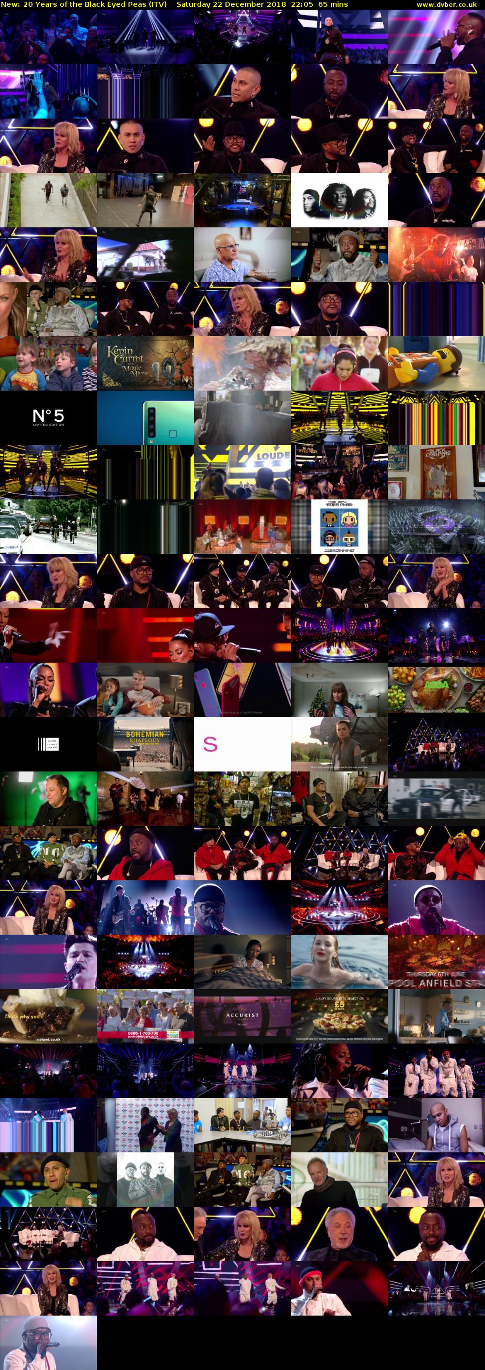 20 Years of the Black Eyed Peas (ITV) Saturday 22 December 2018 22:05 - 23:10