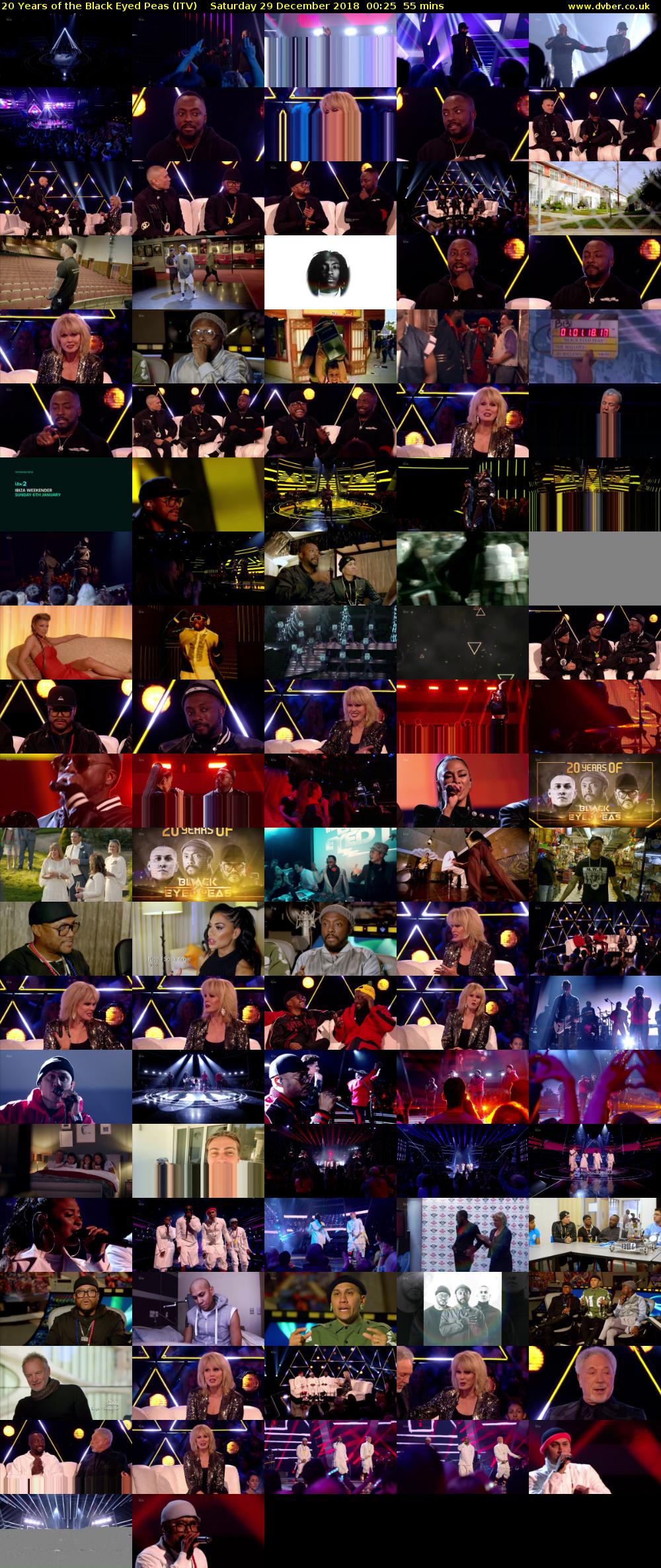 20 Years of the Black Eyed Peas (ITV) Saturday 29 December 2018 00:25 - 01:20