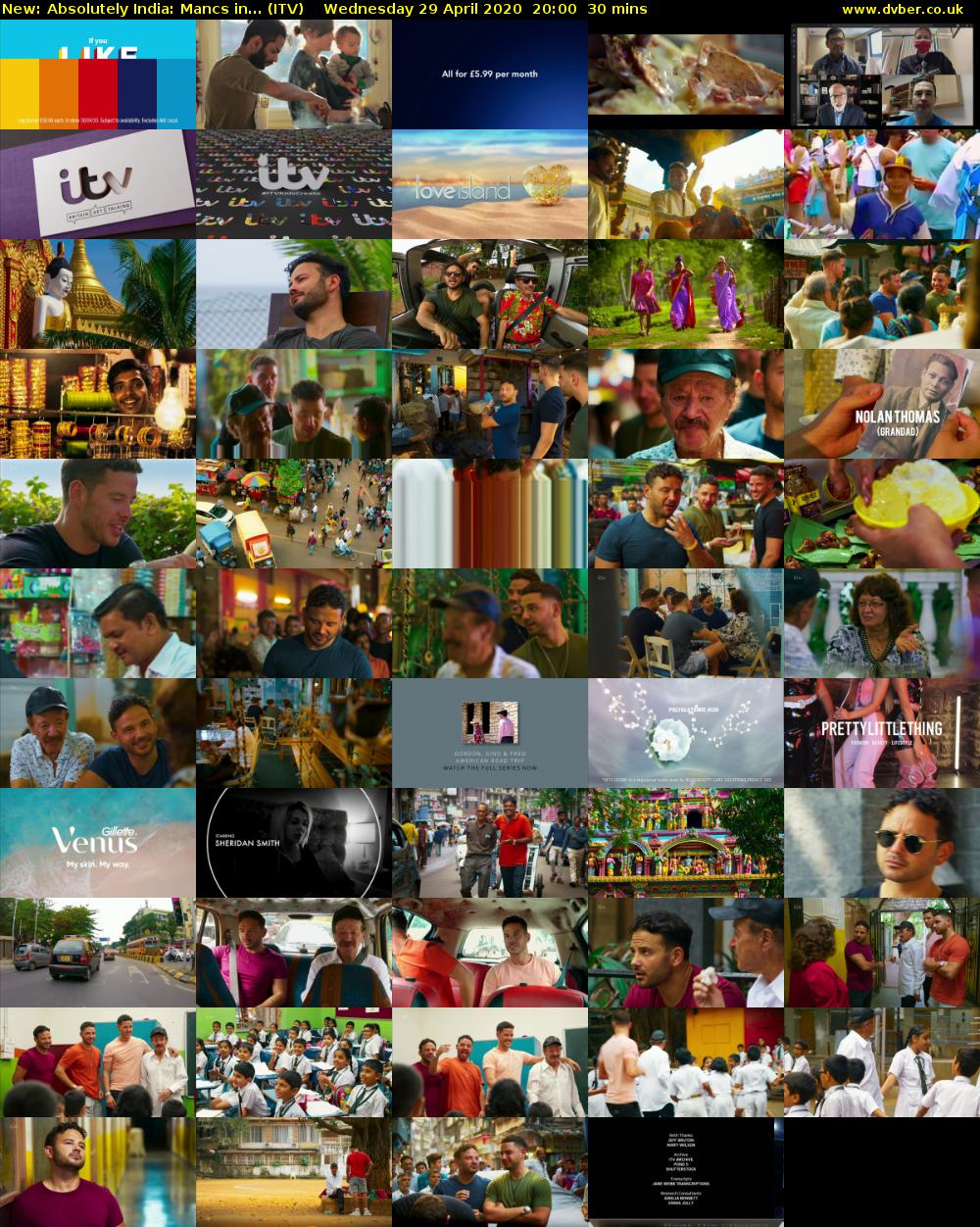 Absolutely India: Mancs in... (ITV) Wednesday 29 April 2020 20:00 - 20:30