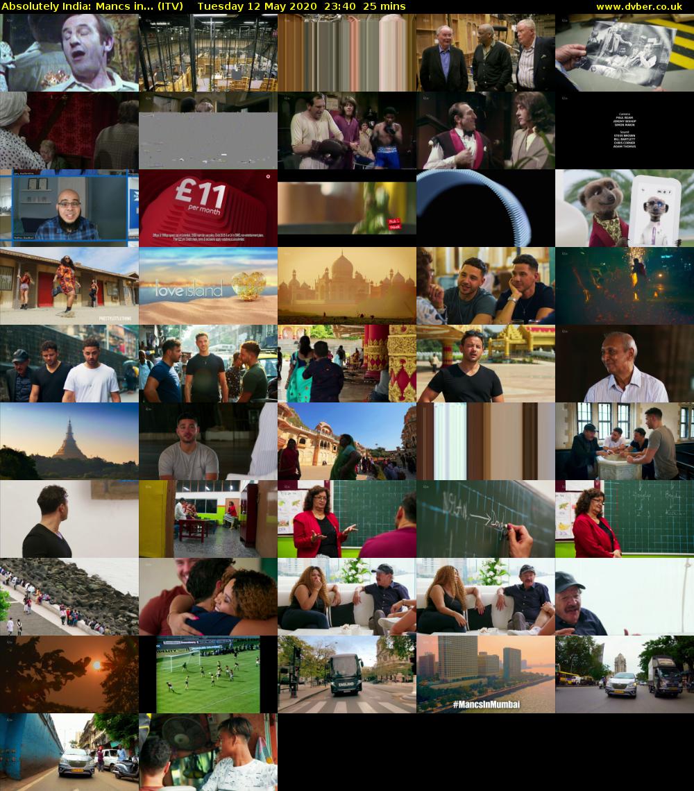 Absolutely India: Mancs in... (ITV) Tuesday 12 May 2020 23:40 - 00:05