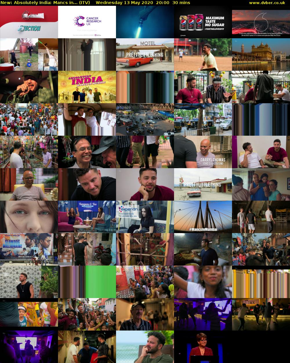 Absolutely India: Mancs in... (ITV) Wednesday 13 May 2020 20:00 - 20:30