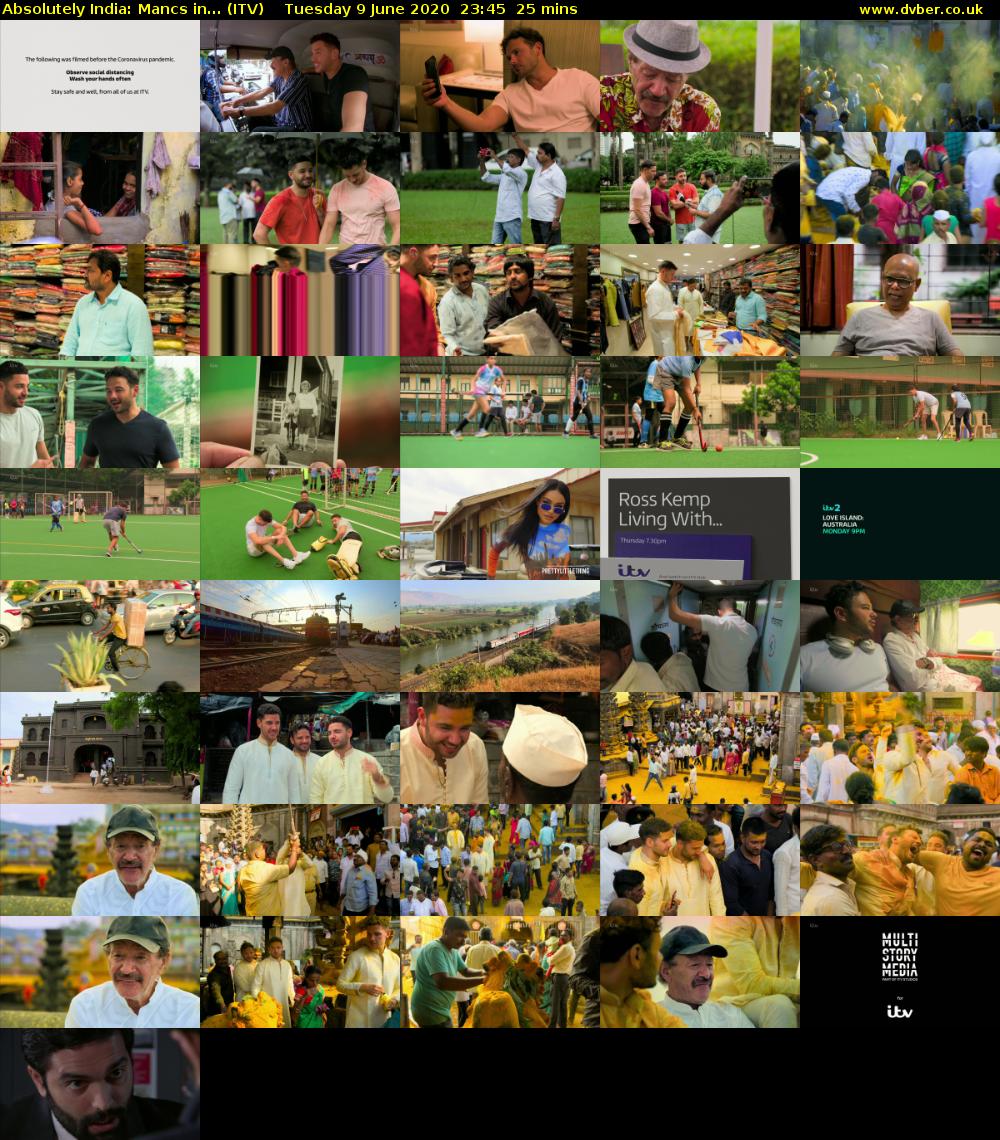 Absolutely India: Mancs in... (ITV) Tuesday 9 June 2020 23:45 - 00:10