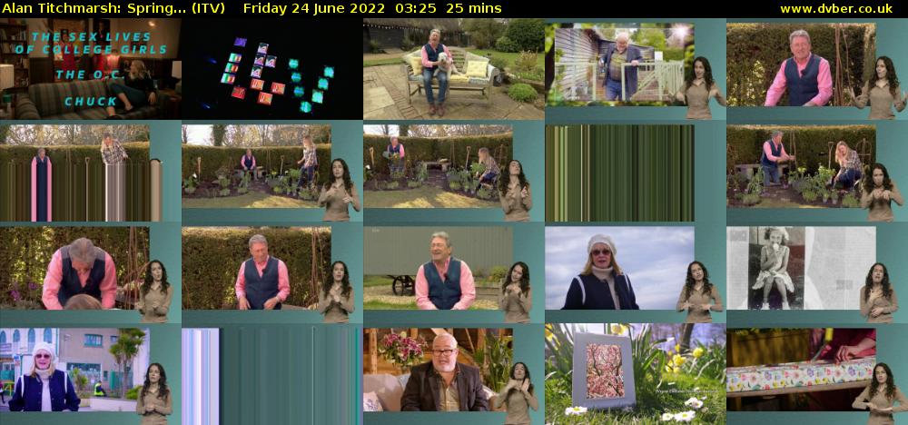 Alan Titchmarsh: Spring... (ITV) Friday 24 June 2022 03:25 - 03:50