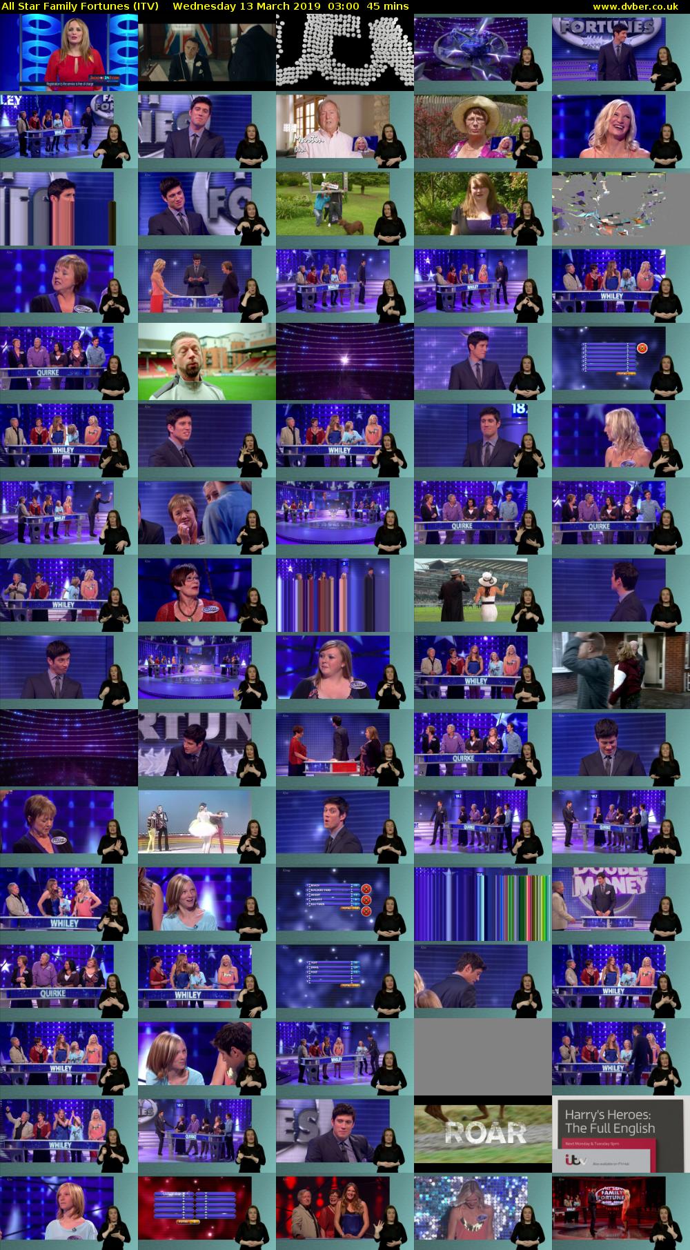 All Star Family Fortunes (ITV) Wednesday 13 March 2019 03:00 - 03:45