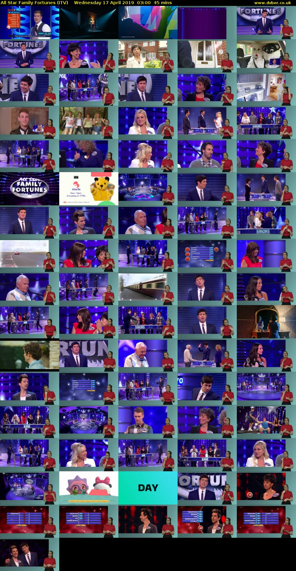 All Star Family Fortunes (ITV) Wednesday 17 April 2019 03:00 - 03:45