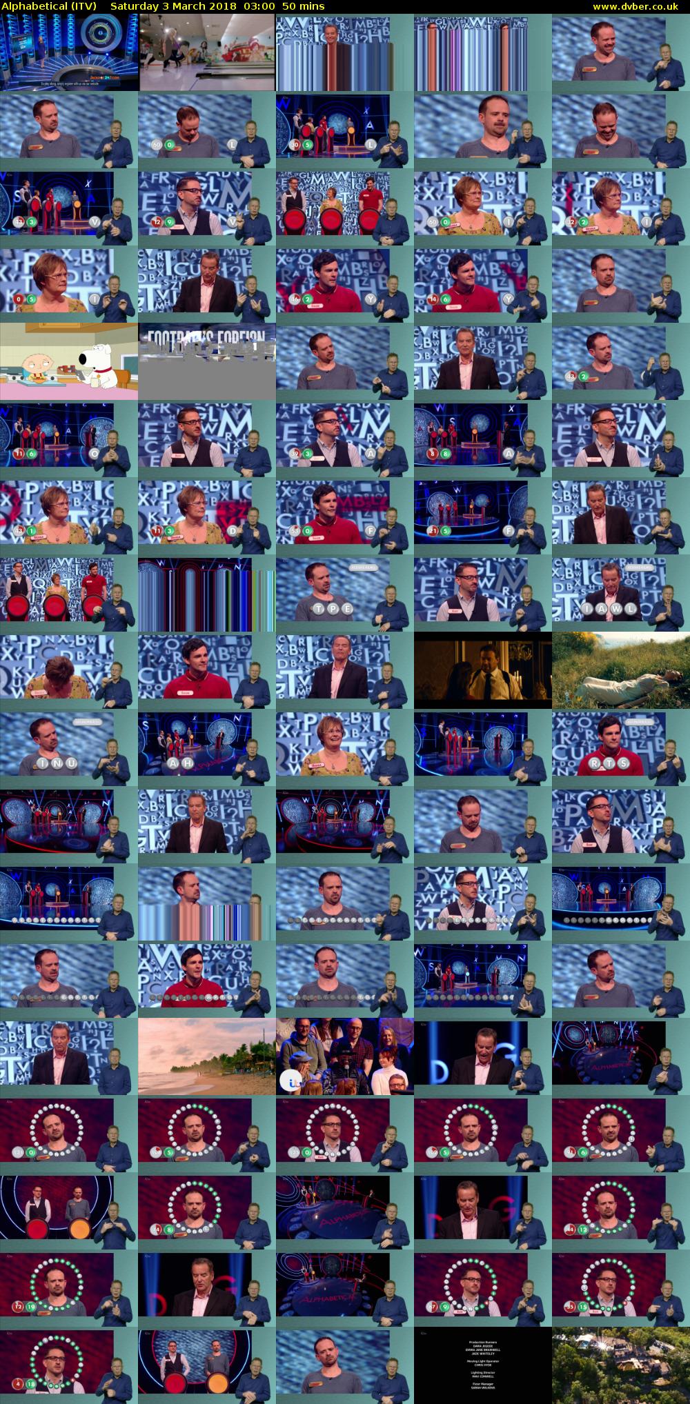 Alphabetical (ITV) Saturday 3 March 2018 03:00 - 03:50