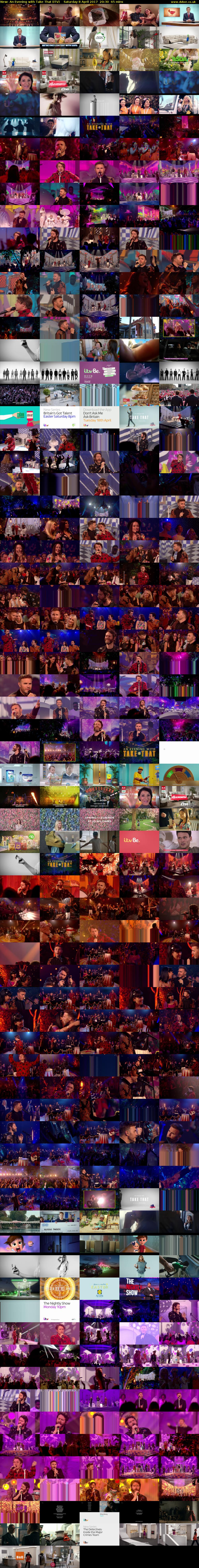 An Evening with Take That (ITV) Saturday 8 April 2017 20:30 - 21:35