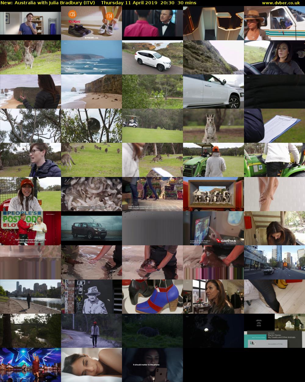 Australia with Julia Bradbury (ITV) Thursday 11 April 2019 20:30 - 21:00