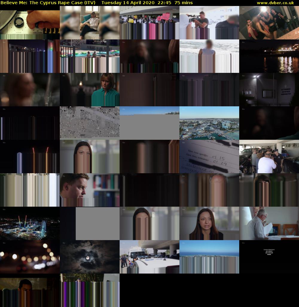 Believe Me: The Cyprus Rape Case (ITV) Tuesday 14 April 2020 22:45 - 00:00