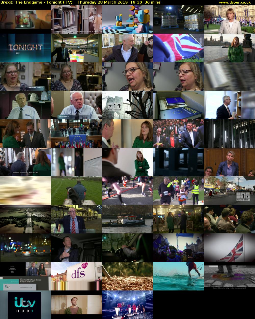 Brexit: The Endgame - Tonight (ITV) Thursday 28 March 2019 19:30 - 20:00