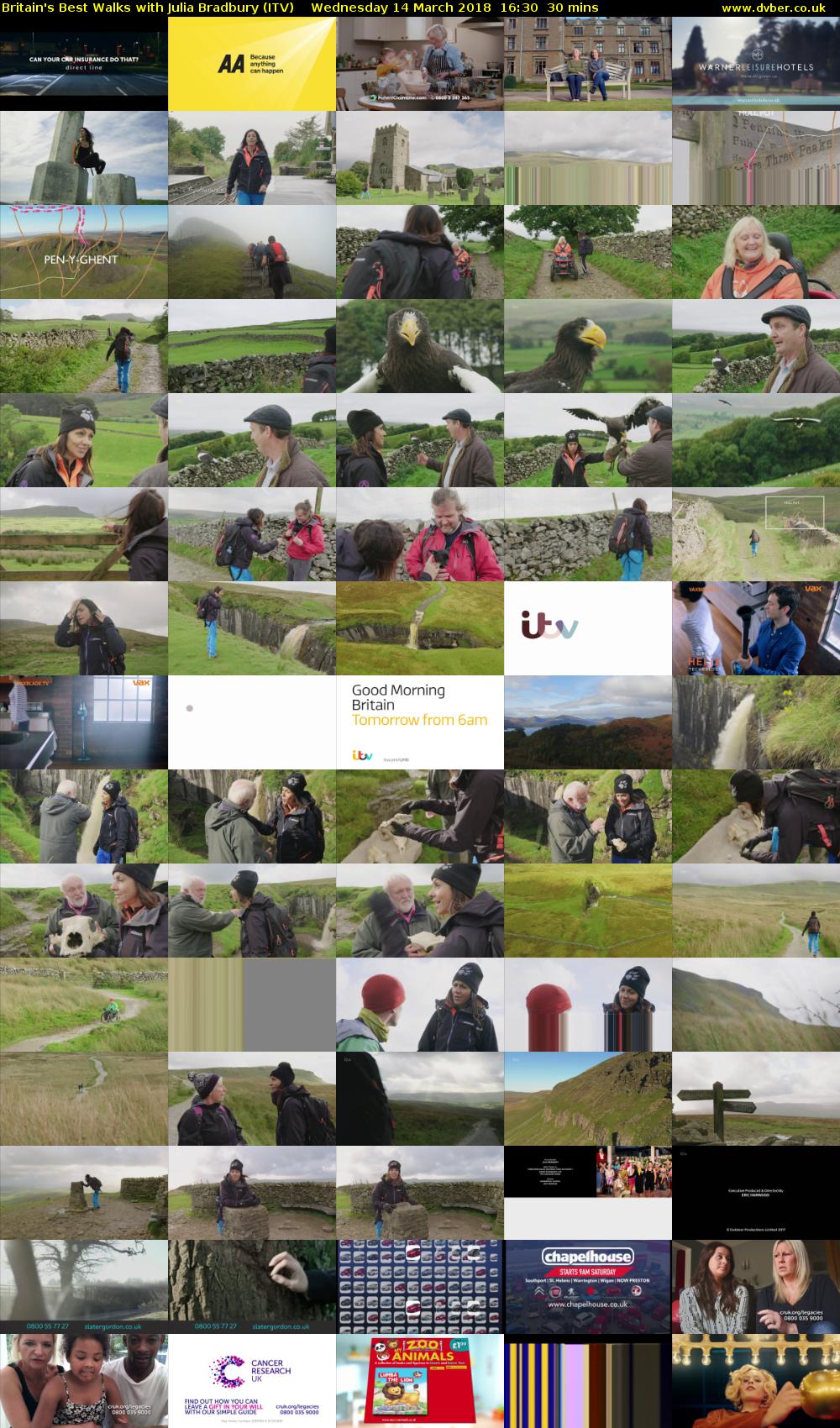 Britain's Best Walks with Julia Bradbury (ITV) Wednesday 14 March 2018 16:30 - 17:00