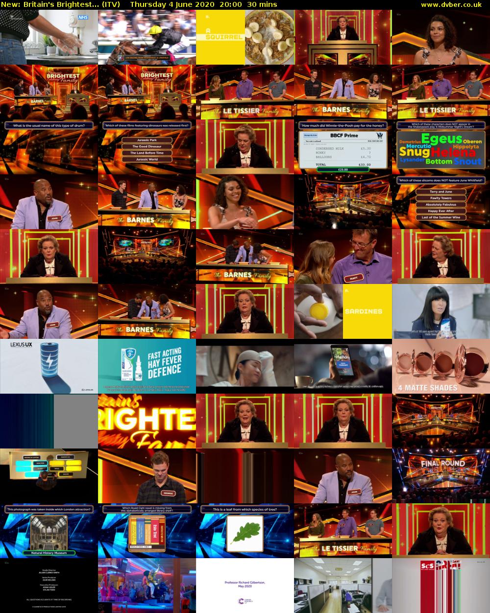 Britain's Brightest... (ITV) Thursday 4 June 2020 20:00 - 20:30