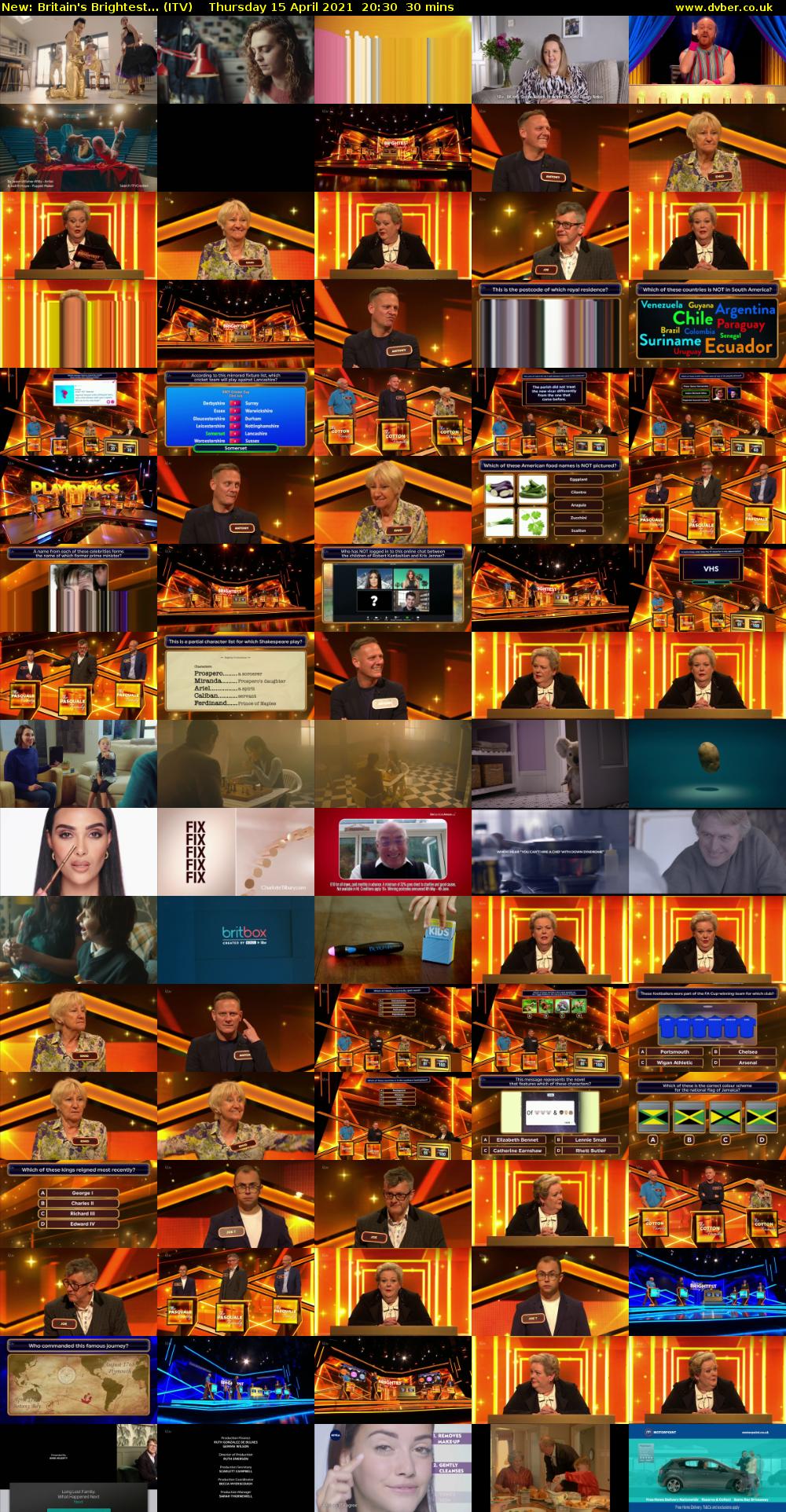 Britain's Brightest... (ITV) Thursday 15 April 2021 20:30 - 21:00