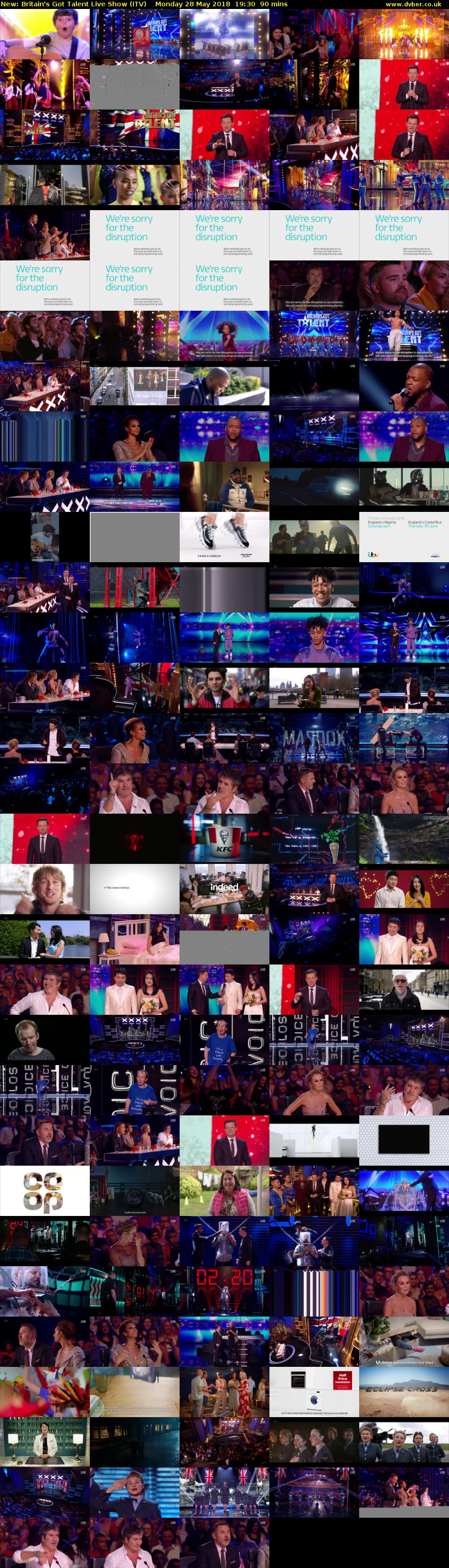 Britain's Got Talent Live Show (ITV) Monday 28 May 2018 19:30 - 21:00