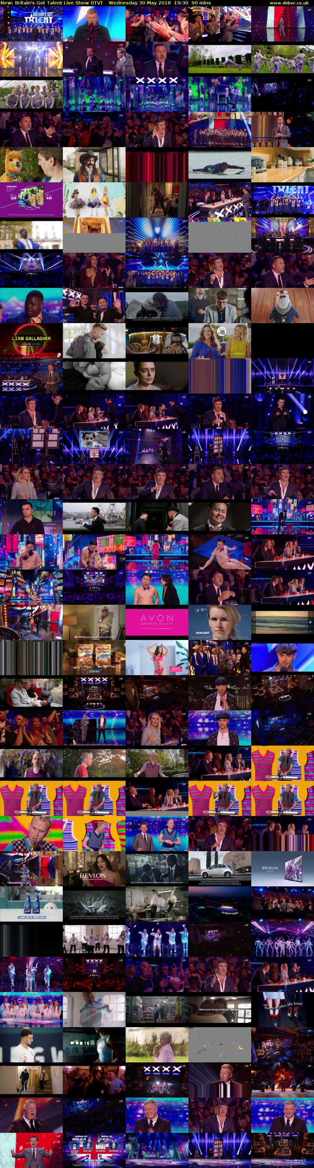Britain's Got Talent Live Show (ITV) Wednesday 30 May 2018 19:30 - 21:00