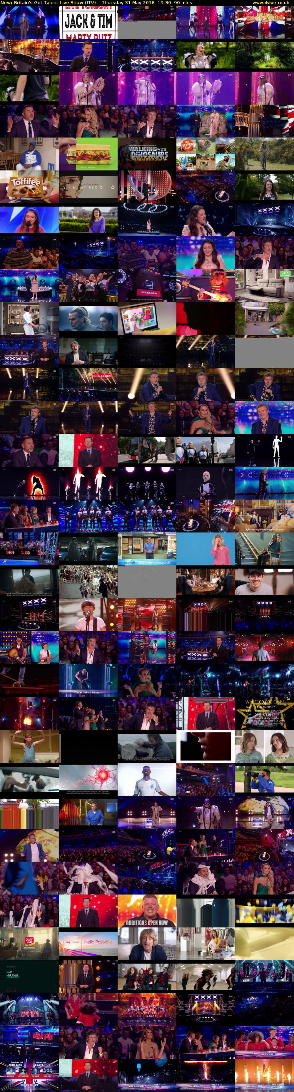 Britain's Got Talent Live Show (ITV) Thursday 31 May 2018 19:30 - 21:00