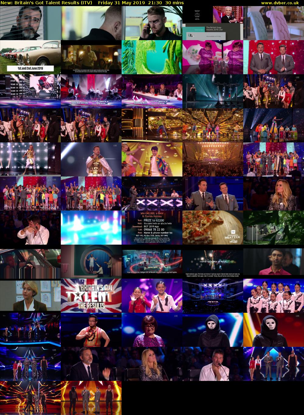 Britain's Got Talent Results (ITV) Friday 31 May 2019 21:30 - 22:00