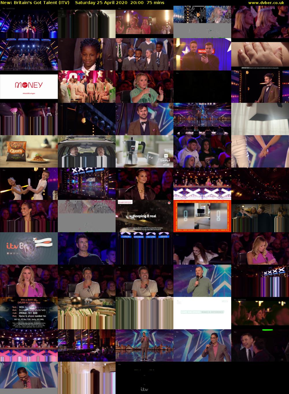 Britain's Got Talent (ITV) Saturday 25 April 2020 20:00 - 21:15