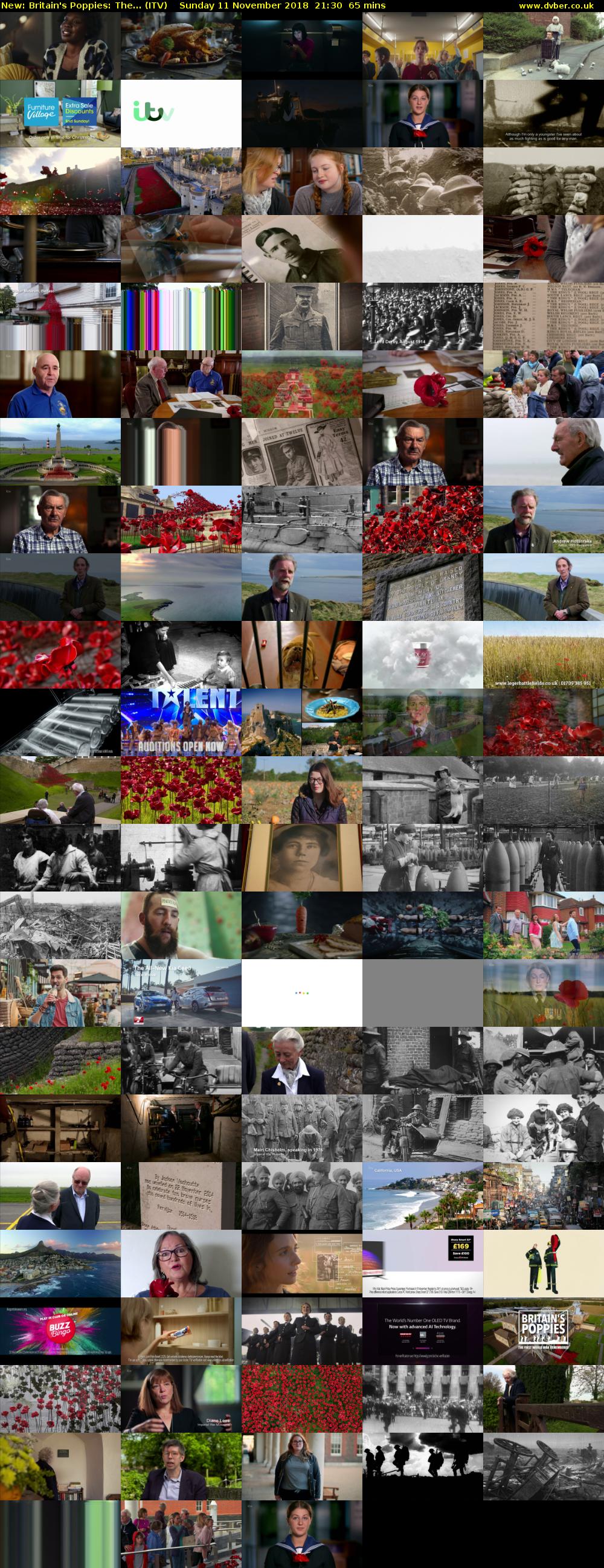 Britain's Poppies: The... (ITV) Sunday 11 November 2018 21:30 - 22:35