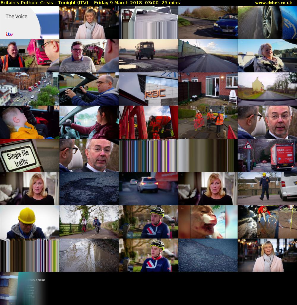 Britain's Pothole Crisis - Tonight (ITV) Friday 9 March 2018 03:00 - 03:25